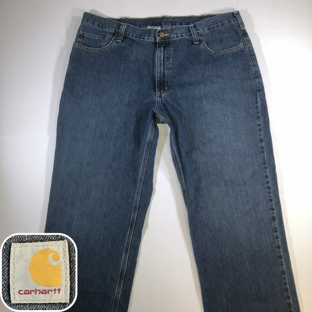 Carhartt Relaxed Fit Jeans Mens 40x30 Blue Straight Leg Workwear BD1483